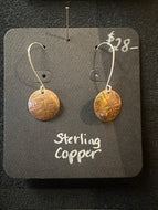 Copper Disc & Sterling Silver Earrings