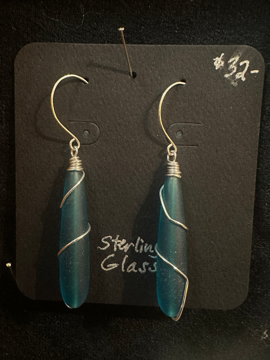 Ocean Blue Recycled Glass Sterling Earrings